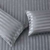 Juego de cama Queen con sábanas de satén y seda, color gris oscuro, suave y fresco, con bolsillos profundos, hipoalergénico, resistente a las arrugas y a la decoloración, juego de sábana ajustable de 3 piezas y funda de almohada a rayas. - details 1