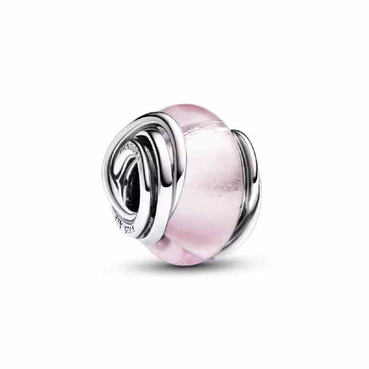 Charm Pandora de cristal de murano rosa rodeado - 1
