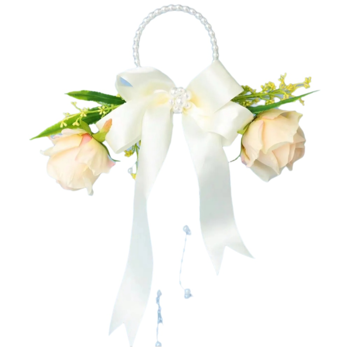 1 Piece of Vintage Rose Pearl Hand-Held Heart-Shaped Bouquet, Elegant Lace Wedding Dress Bridal Wedding Accessory