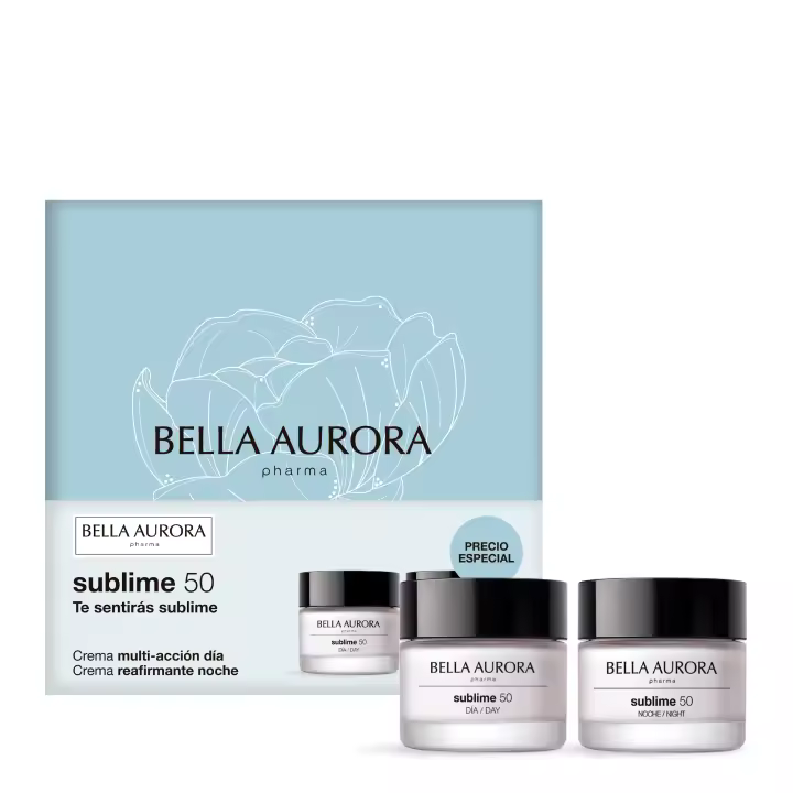 BELLA AURORA - Pack Sublime 50, Crema Multiacción Día 50ml + Crema Reafirmante Noche 50ml, Tratamiento Antiedad, +50 Años, Efecto Lifting, Unifica Tono y Aporta Luminosidad, Cuidado Intensivo - 1