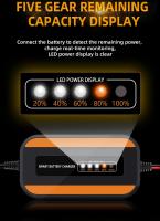 Cargador De Batería De Coche 12V 2A Inteligente Automático Mantenedor De Batería Para Motocicleta Con Pantalla LCD Para Baterías Ácidas Secas Y Líquidas - details 3