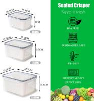 Juego de 3 recipientes para alimentos para refrigerador de 0.85l + 1.75L + 3.3L, almacenamiento con canasta de drenaje - details 2