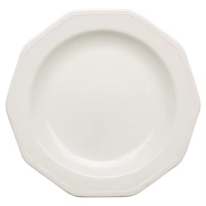 QUEEN'S ARTIC WHITE Plato Llano  Cerámico 27CM Blanco Brillo Loza vitrificada de estilo ingles Apilable - 1