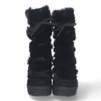 Botas de cuña en yute y pelo estilo australianas mujer color negro - details 1