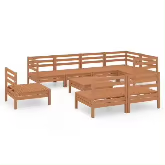 VIDAXL 3082902 conjunto mobiliario de 9 piezas para jardín hechas en madera de pino maciza con acabado en color marrón miel vida xl - 1