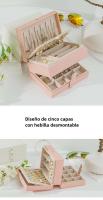 Caja De Almacenamiento De Joyas De Cuero PU Portátil Gran Capacidad Para Viaje Organizador De Joyas Con Mostrador a Prueba De Polvo Para Collares Pendientes Y Anillos - details 0