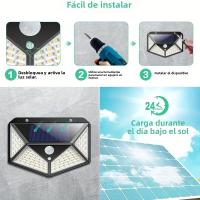 Iluminación Solar Exterior 100LEDs Luz De Pared Para Jardín Y Patio Iluminación Guida Del Hogar Super Brillante Instalación Auto-Contenida - details 1