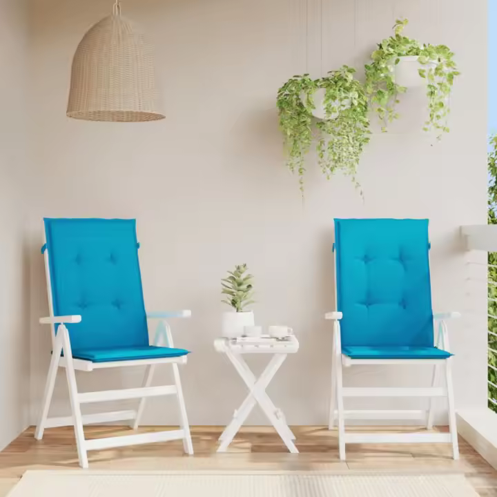 vidaXL Cojín silla de jardín respaldo alto 2 uds tela azul 120x50x3 cm - 1