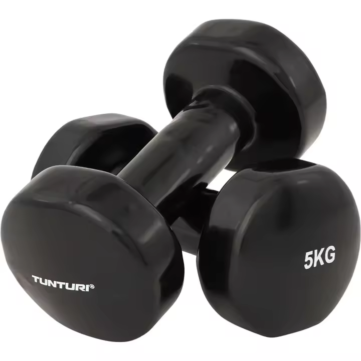Tunturi Classic - Juego de Mancuernas (Vinilo) Negro 5 kg Cada una Color Negro - 1