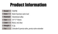 Herramienta Multifuncional 3-en-1 TOOPRE Para Bicicleta Remover De Válvula Core Wrench Spanner Extensor De Válvula Schrader Y Presta - details 1