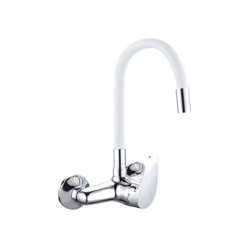 Monomando fregadera JAVA mural goma flexible blanco - 1