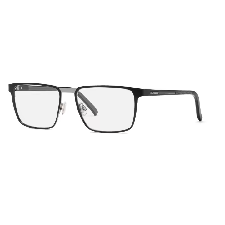 MONTURA HOMBRE PHILIPP PLEIN SPORT GAIN VSP029 0583 56-17  Montura Frente Metal Negro Brillo  Puente Metal Plata   Varilla Acetato Negro con Detalle Gris   Forma Rectangular   Borde Completo  - 1