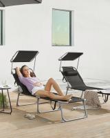 Tumbona Plegable con Parasol y Respaldo Reclinable, Ideal para Jardín, Piscina y Terraza, 193x53x29 cm, Capacidad de 150 kg - details 9