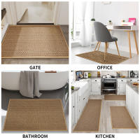 Alfombras y tapetes marrones lavables [2 piezas] Juego de alfombras antideslizantes de caucho natural para cocina, fregadero, frente, pasillo, cuarto de lavado, 17 x 30 pulgadas + 17 x 47 pulgadas (avena) - details 1