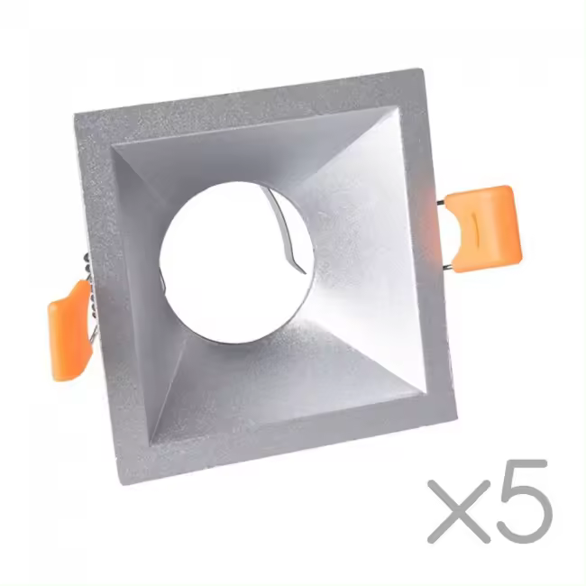 Wonderlamp Pack 5 Empotrables Confort Cuadrados (plateado) - 1
