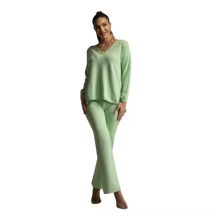 Conjunto punto mujer verde menta – estilo casual comfy elegante – WA Wild Animal – talla única - 1