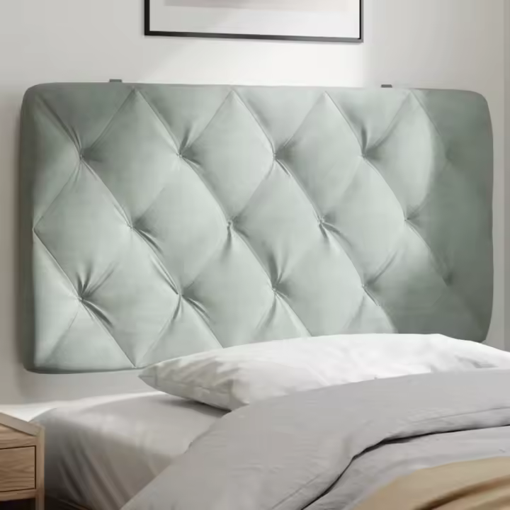 vidaXL Cabecero de cama acolchado terciopelo gris claro 100 cm - 1