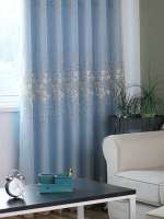 Cortinas De Blackout Estilo Countryside Con Estampado De Plantas Panel Medio Blackout Azul Para Sala De Estar Y Dormitorio - details 6