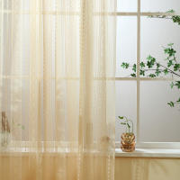 Cortina De Tules Boho Japonés Vintage Geométrica Transparente Beige Para Decoración De Sala De Estar Con Bolso De Tira - details 5