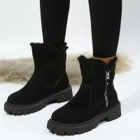 Botas De Nieve Gruesas Para Mujer Felpa Sintética Antideslizante Invierno Botas De Piel Sintética Con Forro De Algodón Botines Con Plataforma Talla Grande Cuña Cuadrada - details 12