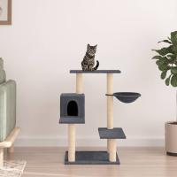 vidaXL Rascador para Gatos con Postes Árbol Torre de Escalada Sisal Color Crema,  Gris claro,  Gris oscuro y mas - details 2