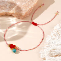Pulsera Go2boho Martis Serie Con Inlay De Copo De Nieve Turquesa Sintética Y Metal Corazón Rojo Y Naranja Estilo Griego Clásico Para Ella - details 3