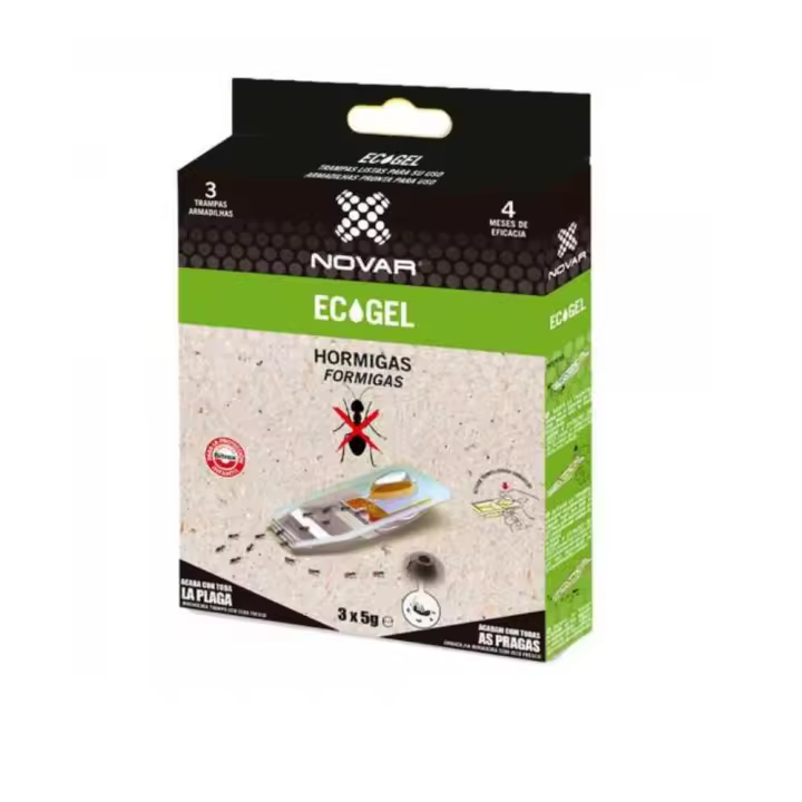 Ecogel 3 trampas de 5gr para hormigas. Insecticida Jaque a la Reina. Laboratorios Novar. - 1