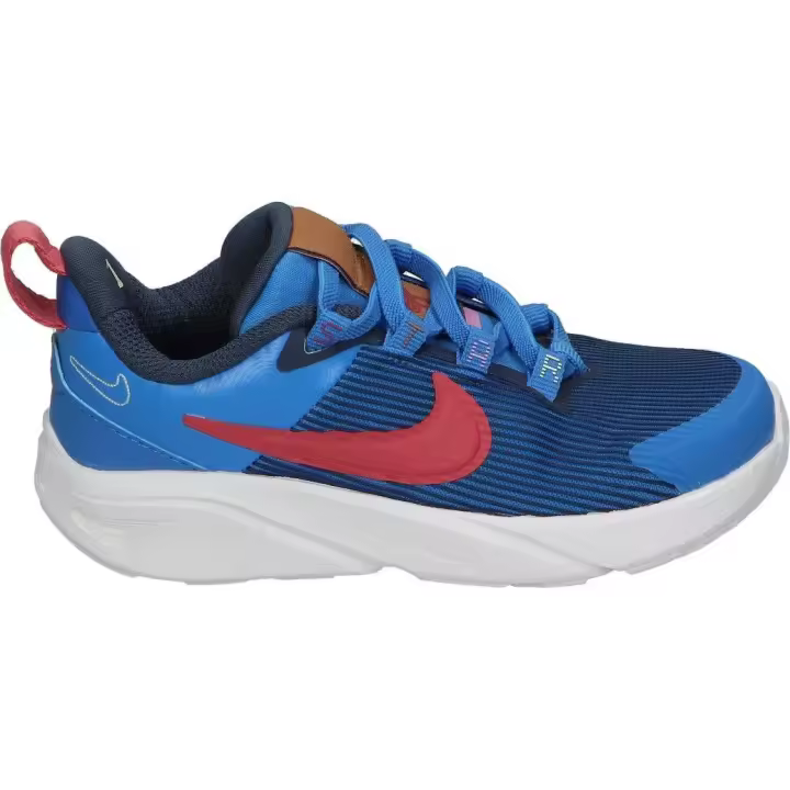 NIKE | Deportiva Nike Star Runner 4 Infantil – Zapatilla Azul con Detalles en Rojo para Niño - Sneaker con Cierre de Cordones - Estilo Casual - Cómodas - Para el Día a Día - Modelo FB7578-400 - 1