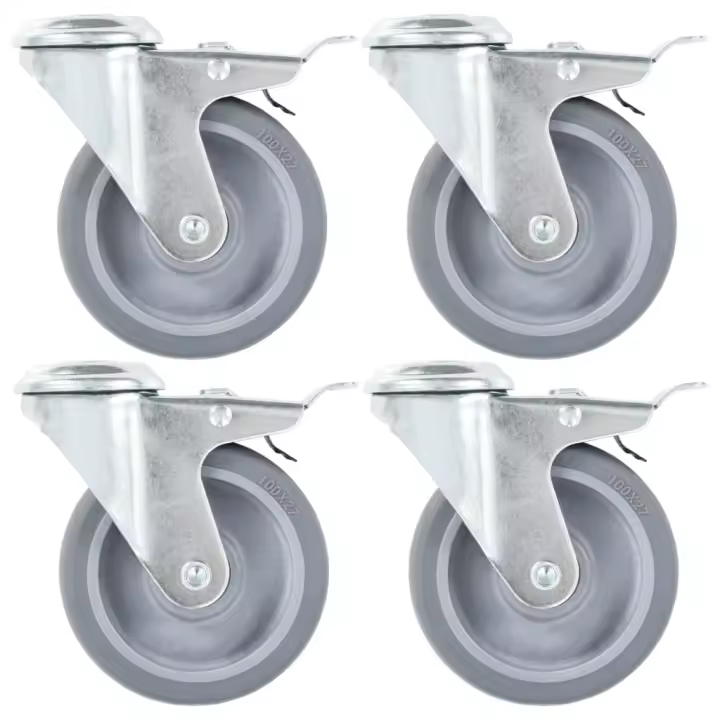 vidaXL Ruedas giratorias agujero pasador y frenos dobles 4 uds 100 mm - 1