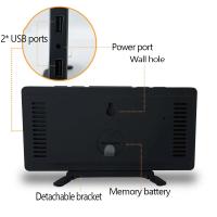 Reloj De Despertar Digital LED Con Espejo Y Función De Snooze Encendido Por USB Para Mesa Moderno Estilo Cuadrado Material Vidrio - details 10