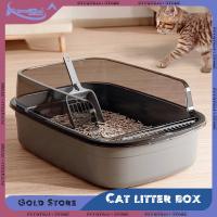 Caja De Arena Para Gatos Semi-Apellada Con Antisalpicaduras Fácil De Limpieza Con Palita Para Limpieza De Gatos Material De Plástico - details 0