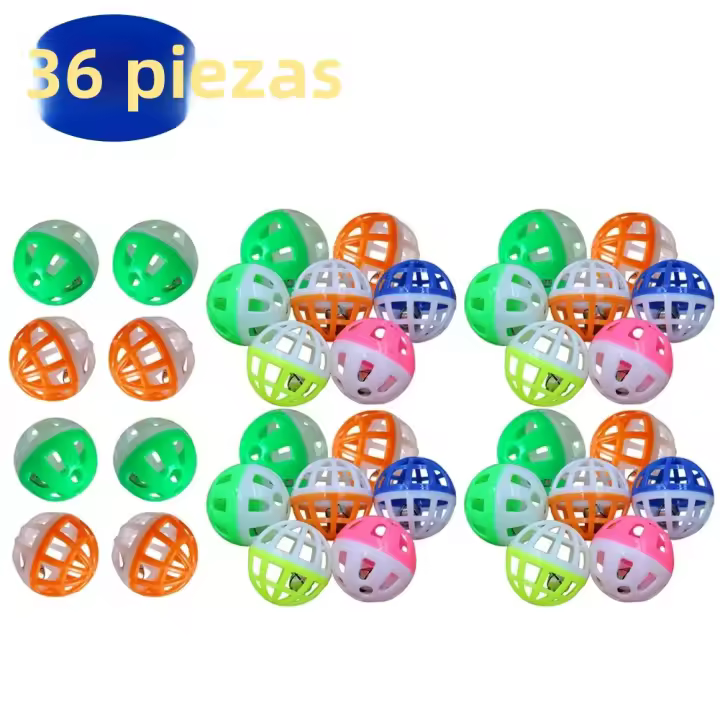 Juego De 18 Pelotas De Juguete Para Gatos Con Campana Coloridas De Plástico Tamaño 4cm Juguetes De Rascado Y Persecución Para Gatos Y Gatitos Suministros Para Mascotas - 1