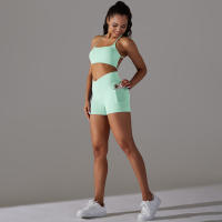 Shorts De Yoga Para Mujer Con Cintura Alta Y Bolsillos Diseño Cruzado Transpirables Y Secado Rápido Para Gimnasio Running Ejercicio - details 47