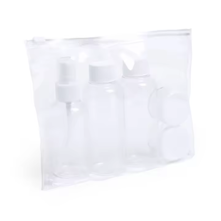 Set Neceser viaje para Avión, set para líquidos en maleta de cabina apto para medidas de viajes en Avión ARMIPRINT - 1