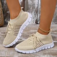 Zapatos Casuales Para Mujer Deportivos Slip on Con Cordones Y Suela Gruesa En Colores Variados Zapatos De Malla Fly Knitting Para Primavera/Otoño - details 7