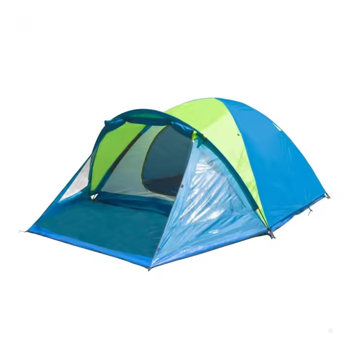 Tienda de campaña Aktive 3 personas + doble techo + mosquitera azul/verde 130x240x330 cm - 1