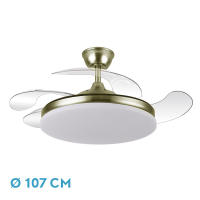 FABRILAMP - Ventilador Dc Tridente 59w Cuero 4aspas Desp 107d 6980lm Reg.intensidad Remoto+temporizador+memoria 3000-4000-6000k - details 0
