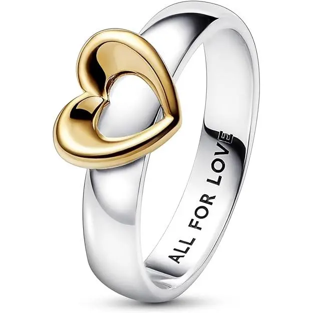 Anillo Pandora Corazón Radiante Deslizante Dos Tonos, Ref: 162504C00 - 1