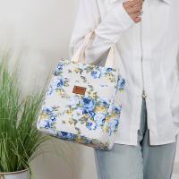 Nueva Bandolera De Lona Con Estampado Floral Bolsa De Almuerzo Portátil Con Varios Bolsillos Y Cierre De Cremallera Para El Día a Día - details 14