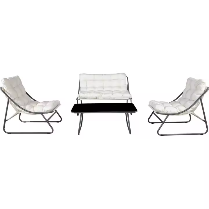 Habitat y Jardin - Conjunto de muebles de jardín de metal "Aria" con cojines - 4 plazas - Beige - 1