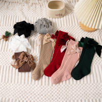 Calcetines Largos Para Bebés Niñas Con Lazo Grande Algodón Suave Para Otoño Invierno Diseño Navideño Juguetón Para Niños De 0 a 8 Años - details 3