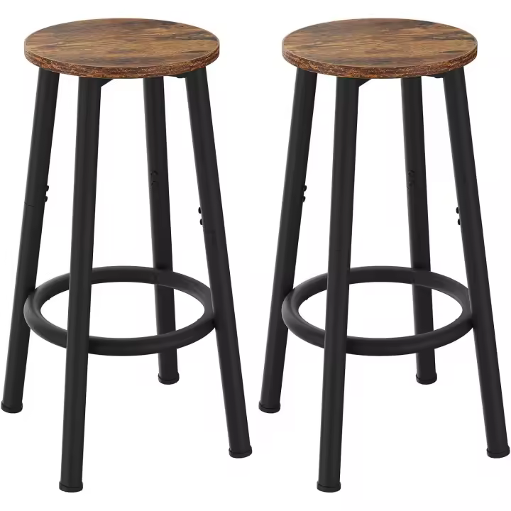 Juego de 2 Taburetes de Bar, Taburete de Encimera de Cocina con Reposapiés, Estilo Industrial, Adecuado para Cocina, Restaurante, Sala de Fiestas 30×30×64CM Marrón Vintage - 1