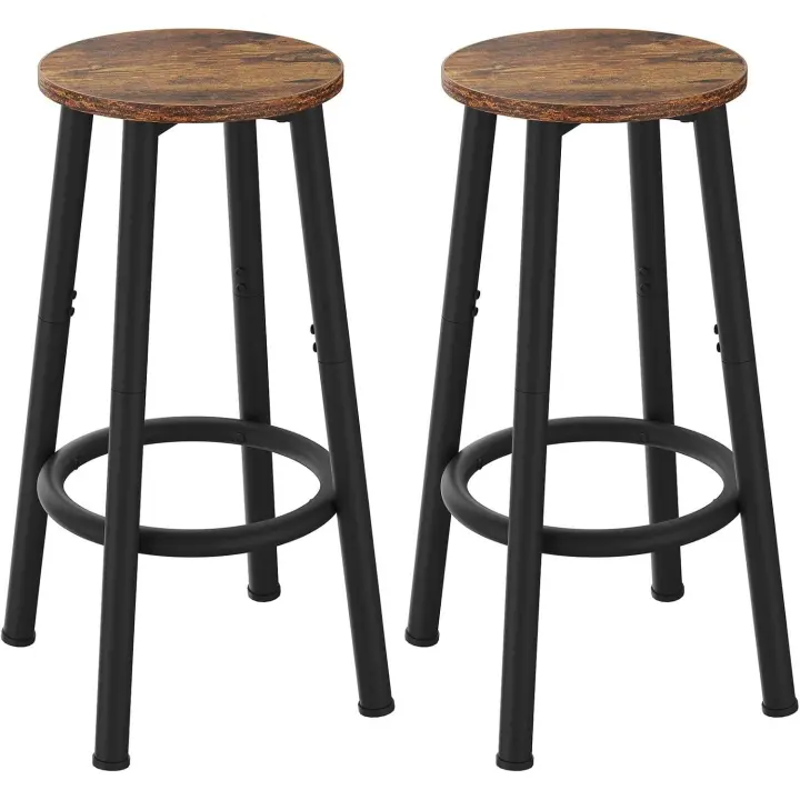 Juego de 2 Taburetes de Bar, Taburete de Encimera de Cocina con Reposapiés, Estilo Industrial, Adecuado para Cocina, Restaurante, Sala de Fiestas 30×30×64CM Marrón Vintage - 1