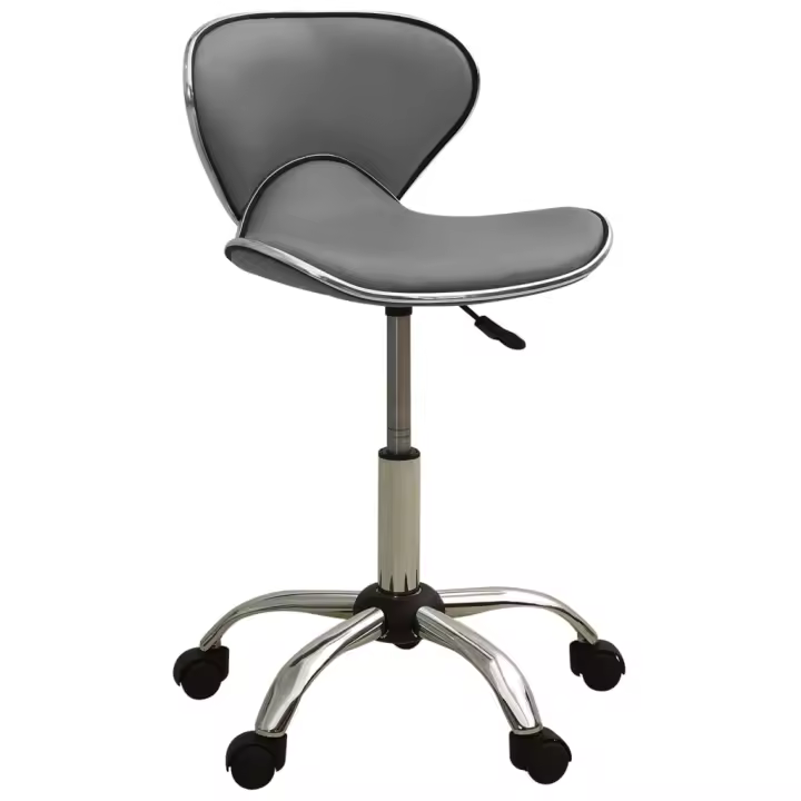 vidaXL Silla de oficina de cuero sintético gris - 1