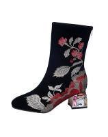 SP Botas de Caballero de Tacón Bajo y medio de tubo de moda de Invierno, Zapatos de viscosa para Mujer, BOTAS de moda de Cabeza Redonda de gran tamaño de PU. - details 8