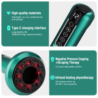 Masajeador De Cintura Eléctrico Con 12 Velocidades Y Copas De Ventosa Para Terapia Anti-Celulitis Y Quemagrasa Guasha De Masaje Corporal - details 8