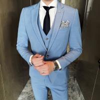 Traje Elegante Para Hombre Estilo Artístico Casual Vestido De Negocios Boda Traje Completo (chaqueta + Chaleco + Pantalones) - details 4