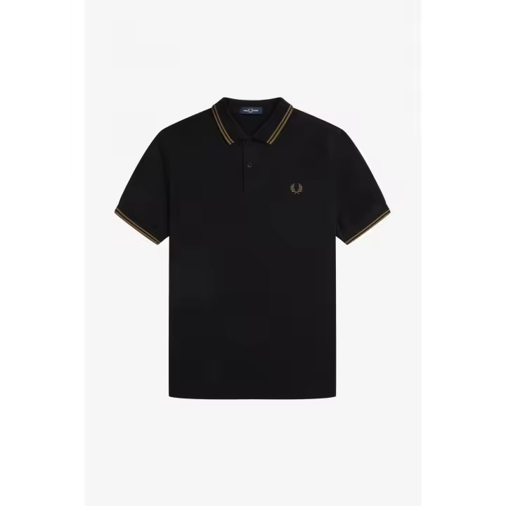 Fred Perry Slim Fit Twin Tipped Polo Black / Shaded Stone / Shaded Stone - 1