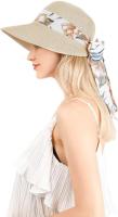 Sombrero de paja de Ala Ancha para mujer with floral y Protección UV para el verano - details 1