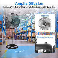 Ventilador de pie silencioso potente 80W y 18" Altura regulable 58-90cm y 3 Velocidades. Novedad con aspas Métalicas | Artree - details 4
